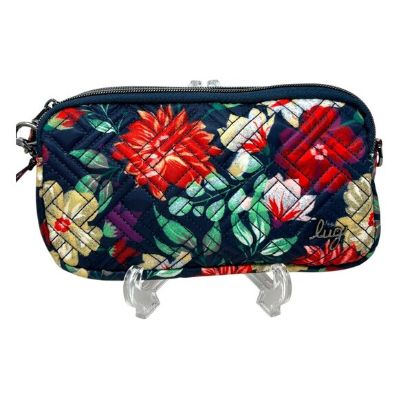 Lug Coupe XL Convertible Crossbody Bag Floral Print Navy & Multicolor Polyester - Picture 2 of 16